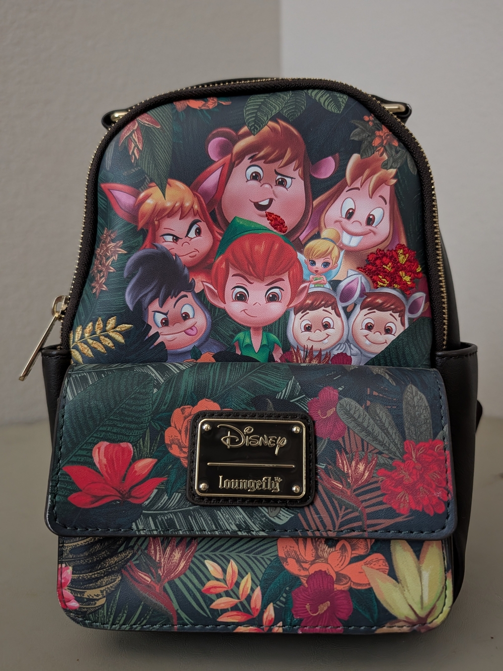 Loungefly Peter Pan Characters Mini Backpack - Green Floral